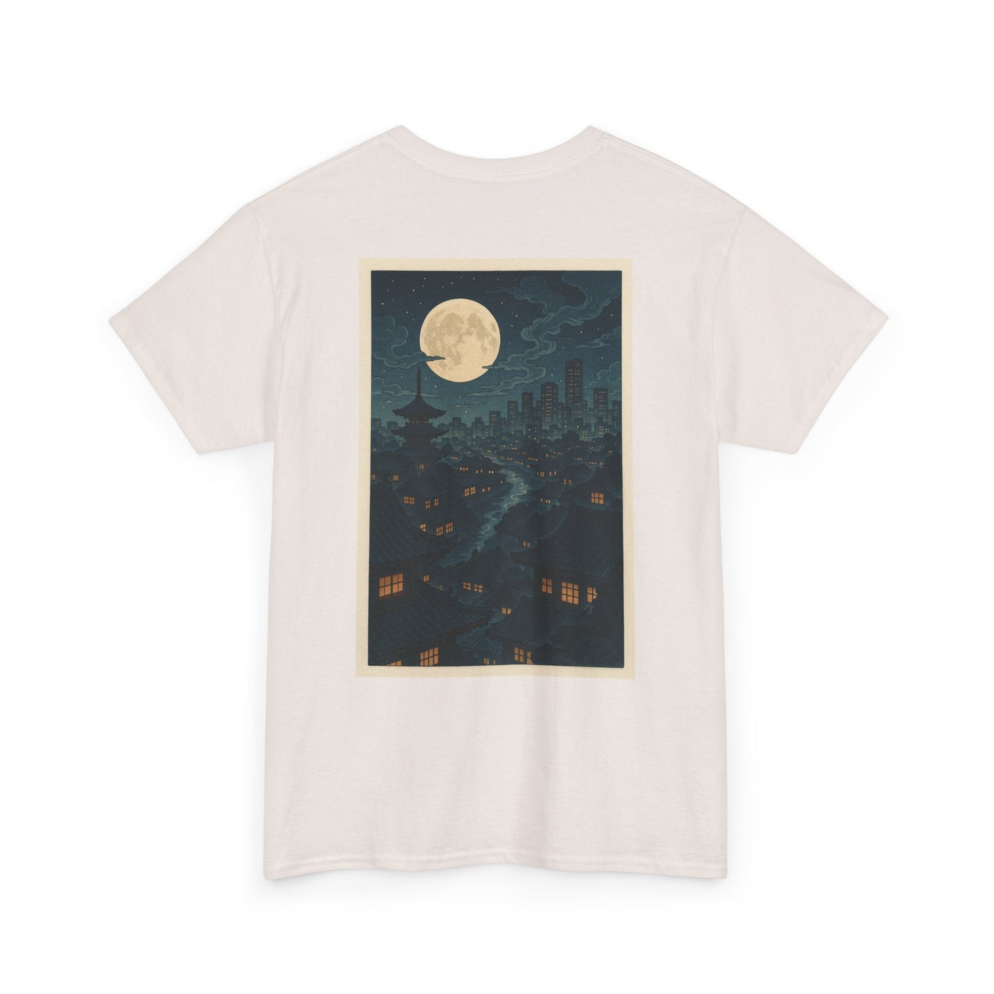 Nocturnal Club Unisex Heavy Cotton Tee - Moonlit Urban Scene