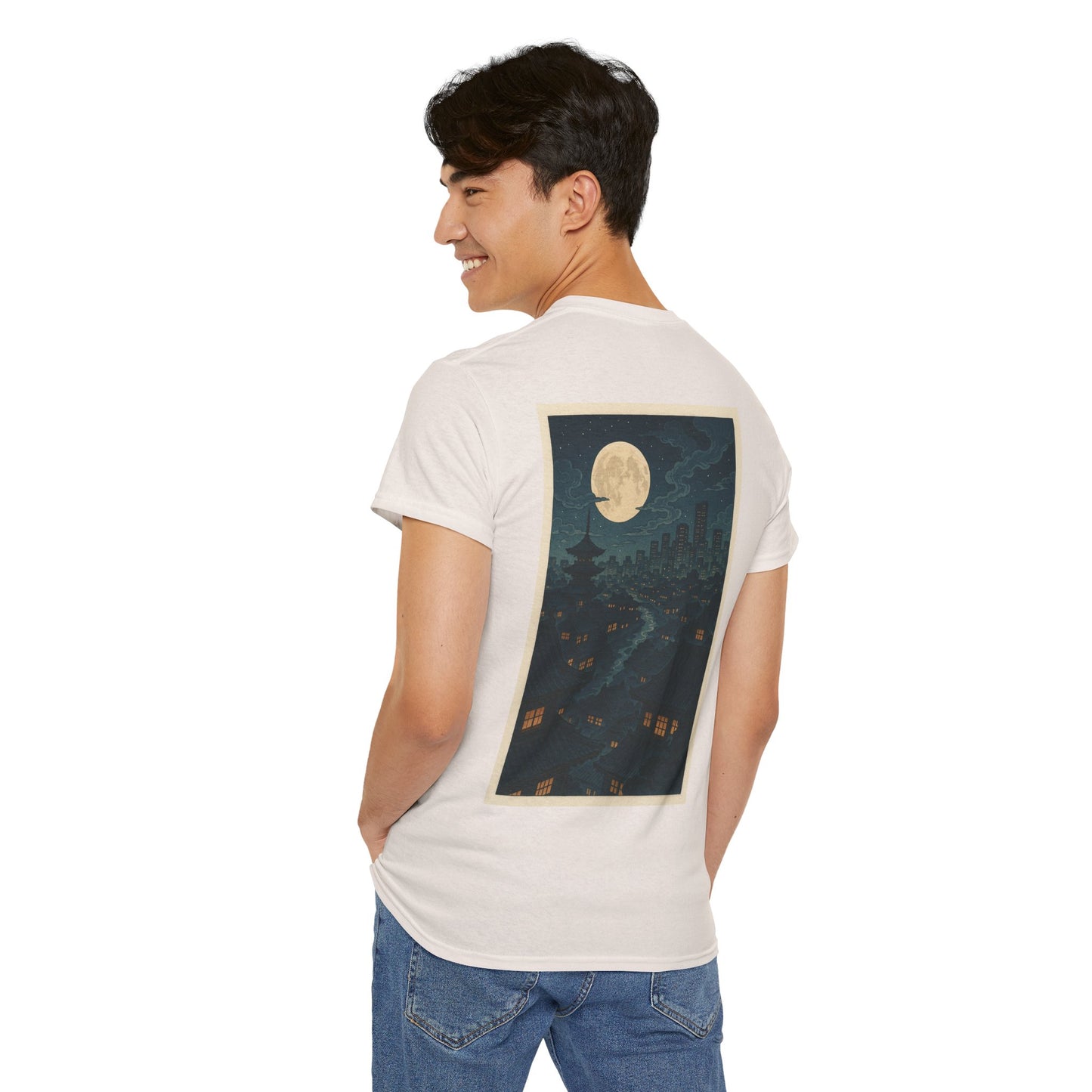 Nocturnal Club Unisex Heavy Cotton Tee - Moonlit Urban Scene