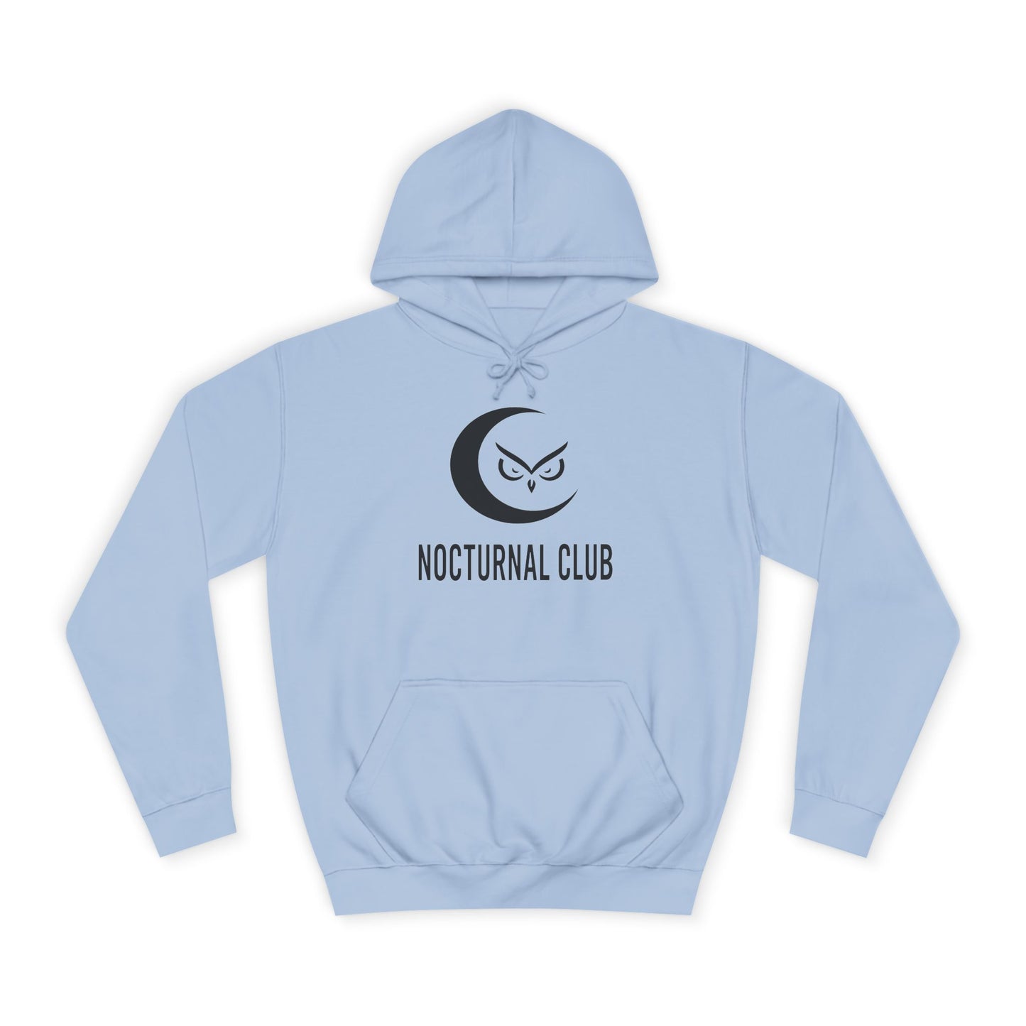 Nocturnal Club Hoodie - Unisex College Apparel with Moon & Waves Design