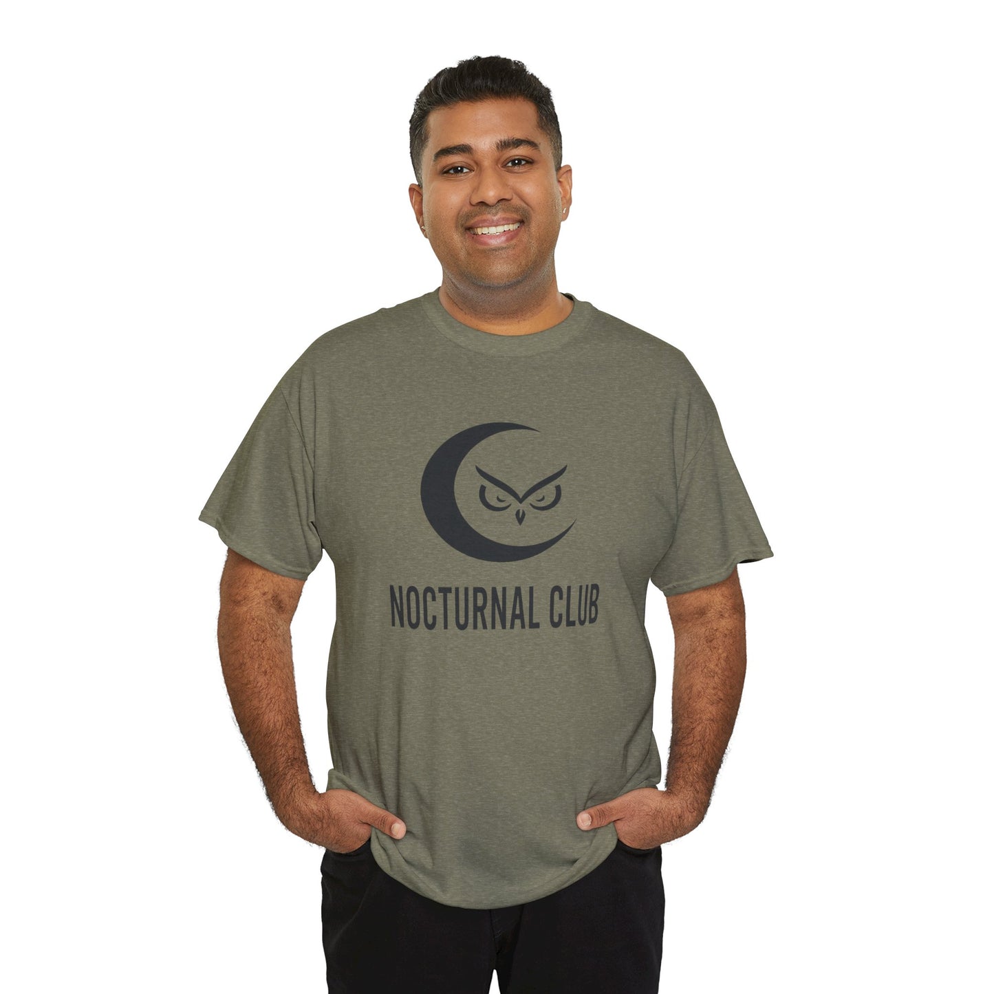 Nocturnal Club Unisex Heavy Cotton Tee - Moonlit Urban Scene