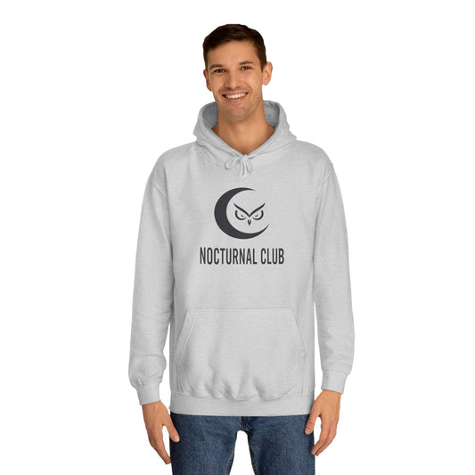 Nocturnal Club Hoodie - Unisex College Apparel with Moon & Waves Design