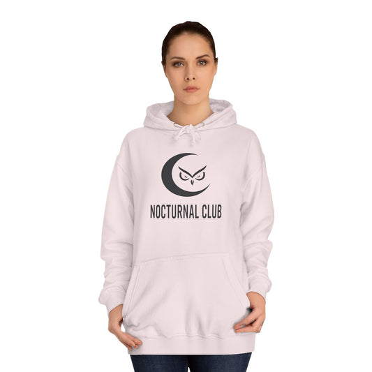 Nocturnal Club Hoodie - Unisex College Apparel with Moon & Waves Design