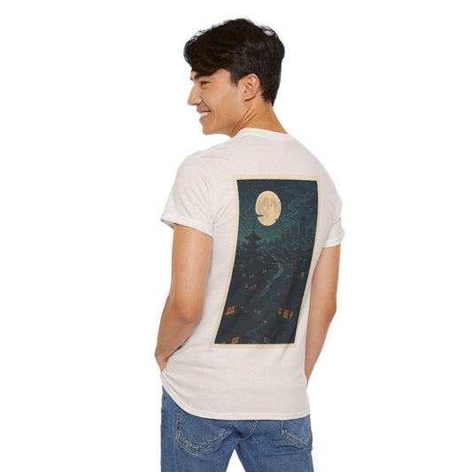 Nocturnal Club Unisex Heavy Cotton Tee - Moonlit Urban Scene