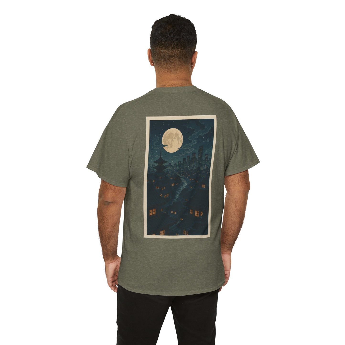Nocturnal Club Unisex Heavy Cotton Tee - Moonlit Urban Scene