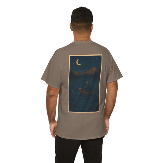 Nocturnal Club Unisex Heavy Cotton T-Shirt - Lonely Fisherman